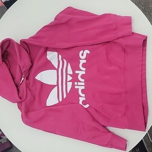 Adidas maroon pink long logo hoodie, or hoodie dress